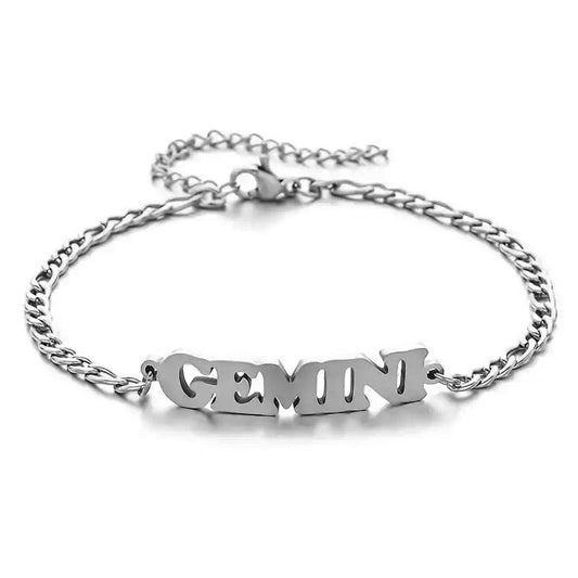 Stainless Steel Zodiac Letter Bracelet